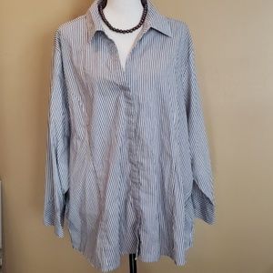 🔥any 3 for $15🔥Pinstripe Button Down V-Neck 3X